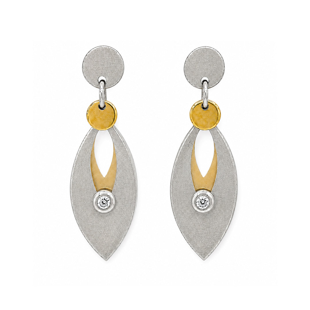 Navette Series Diamond Pendant Two Tone Stainless Steel