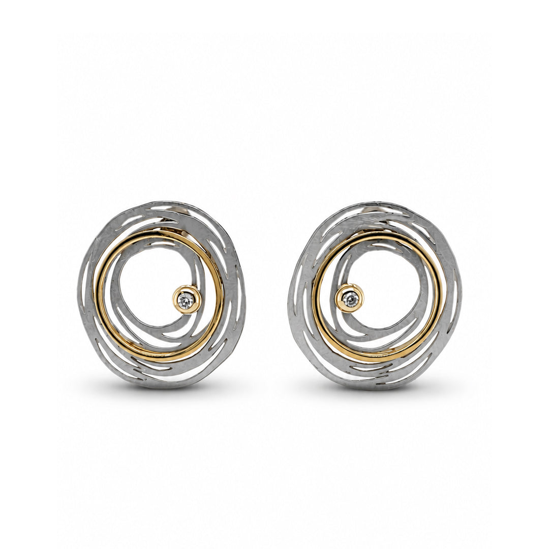 Petite Swirling Waters Earrings Stainless Steel Lab Grown Diamonds