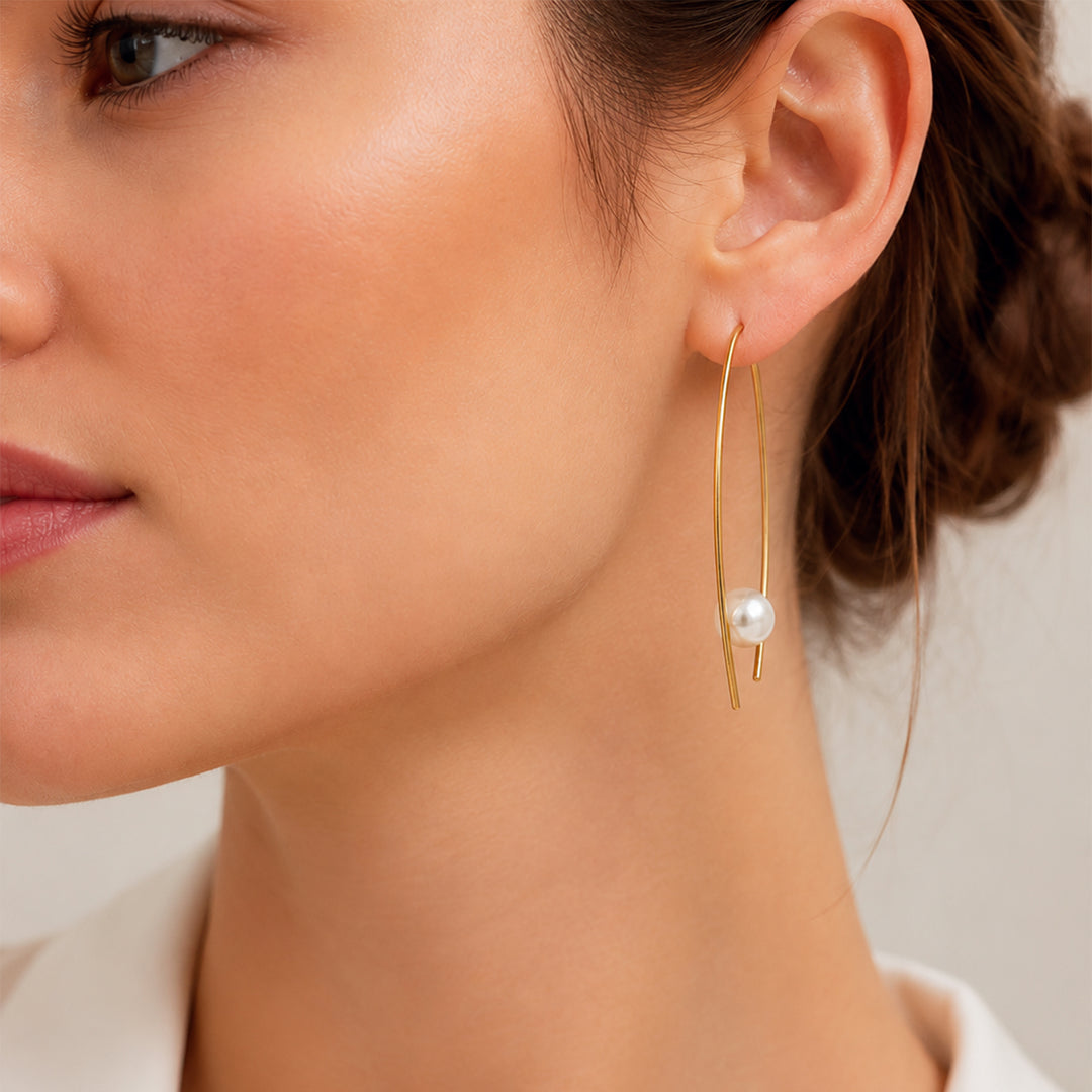 White Pearl Earrings from the Gemini Collection