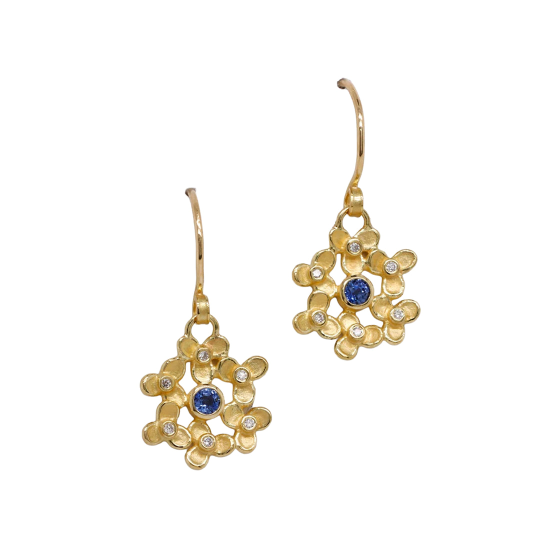 Trillium Blue Sapphire Diamond Drop Earrings