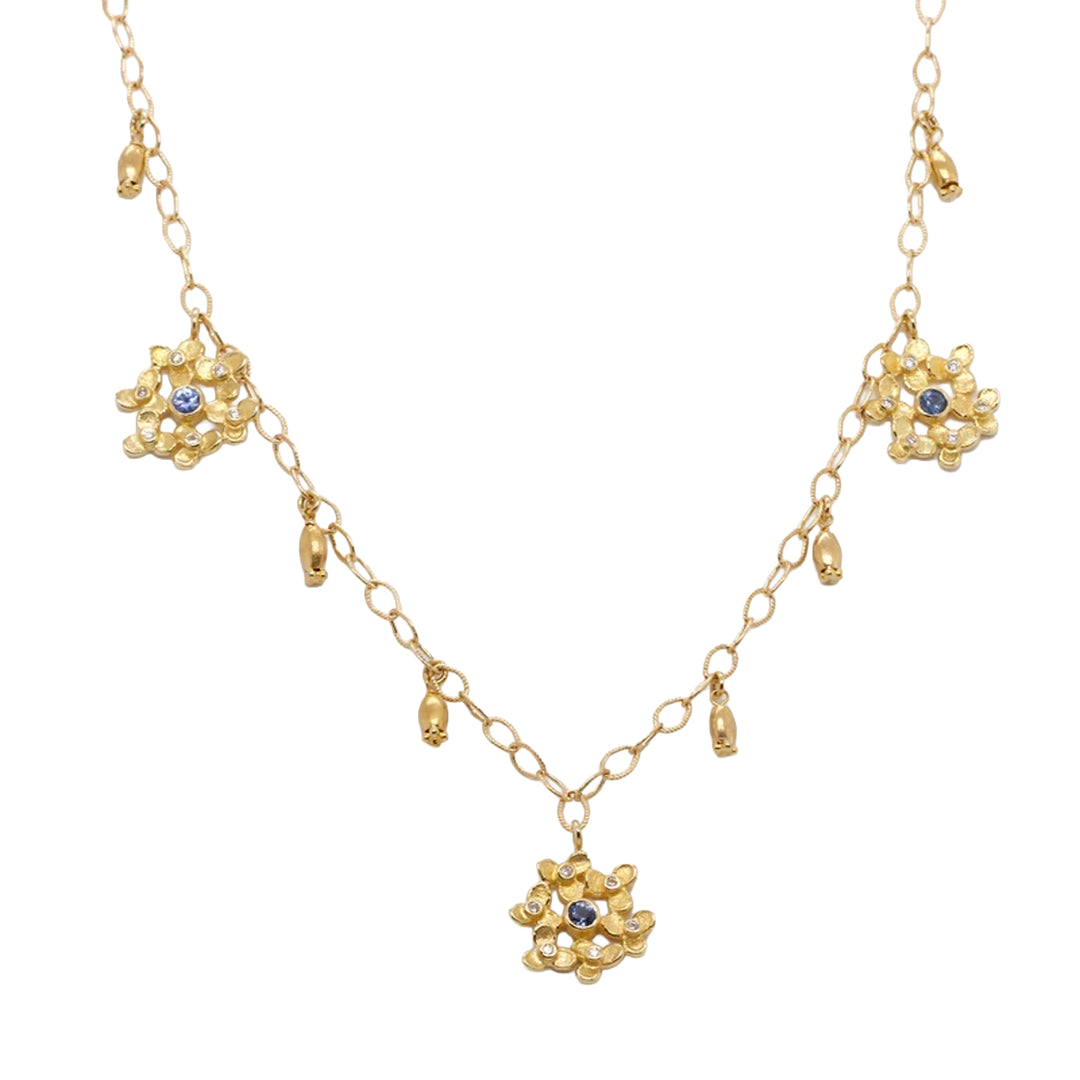 Trillium Blue Sapphire Diamond Necklace