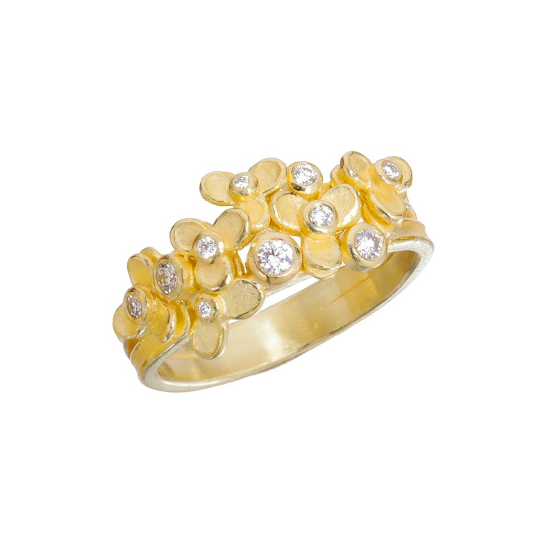 Trillium Cluster Double Ribbon Ring