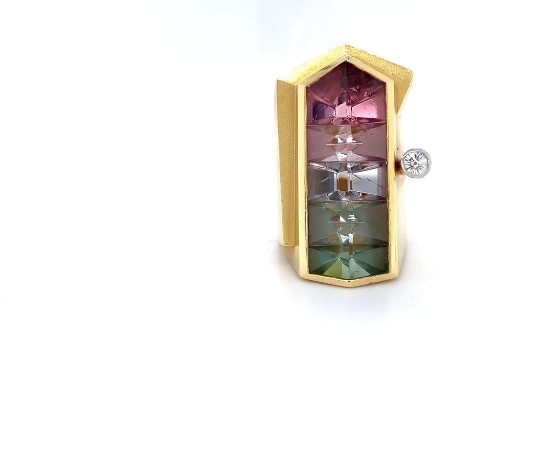 Watermelon tourmaline ring