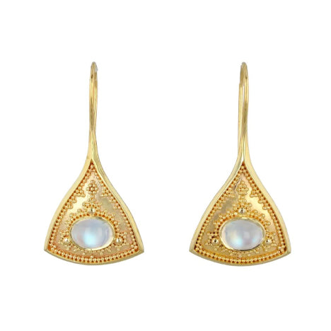Kent Raible "Golden Eye" Moonstone Earrings