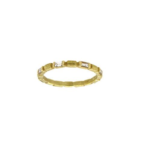 Barbara Heinrich Gold Stackable Ring with Baguette Diamonds