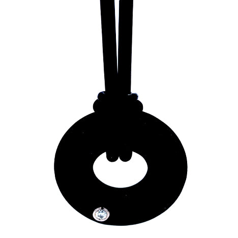 Andre Ribeiro Black Rubber Necklace w/ Diamond