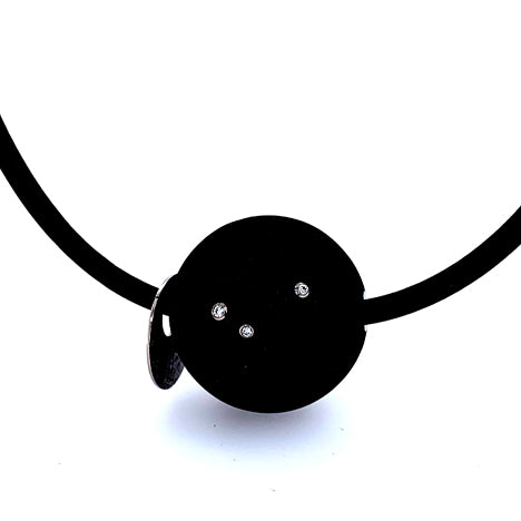 Andre Ribeiro Black Rubber Ball Necklace w/Diamonds