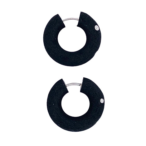 Andre Ribeiro Black Rubber Hoop Earrings
